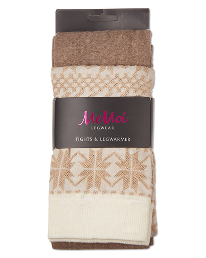 Snowflake Legwarmer/Flatknit Cotton Blend Sweater Tights : Color: Light Taupe Heather