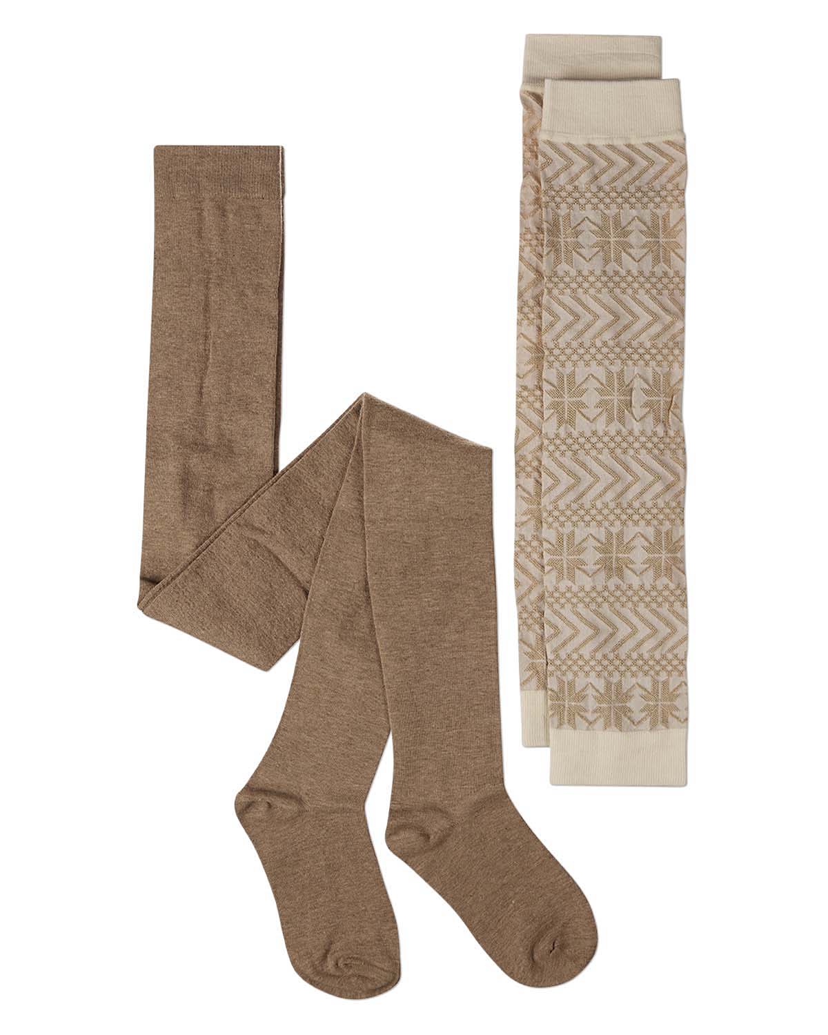 Snowflake Legwarmer/Flatknit Cotton Blend Sweater Tights
