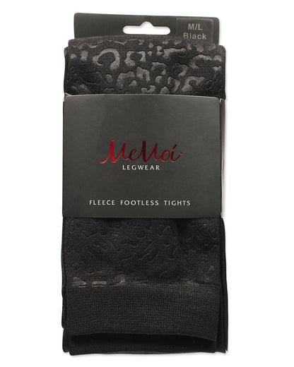 Women's Cheetah Fleece Lined Footless Winter Tights : Color: Black