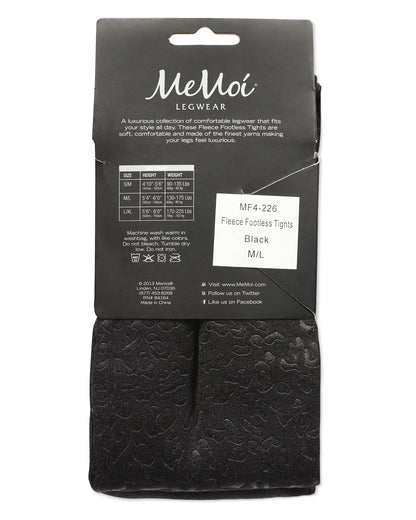 Women's Cheetah Fleece Lined Footless Winter Tights : Color: Black