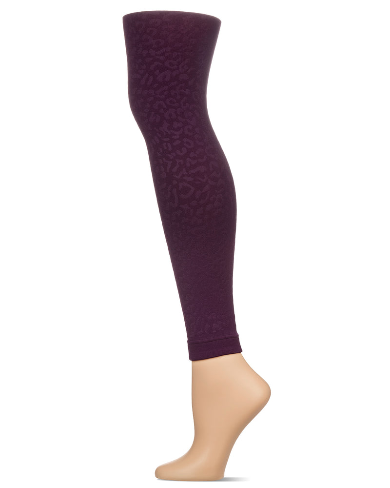 Women's Cheetah Fleece Lined Footless Winter Tights