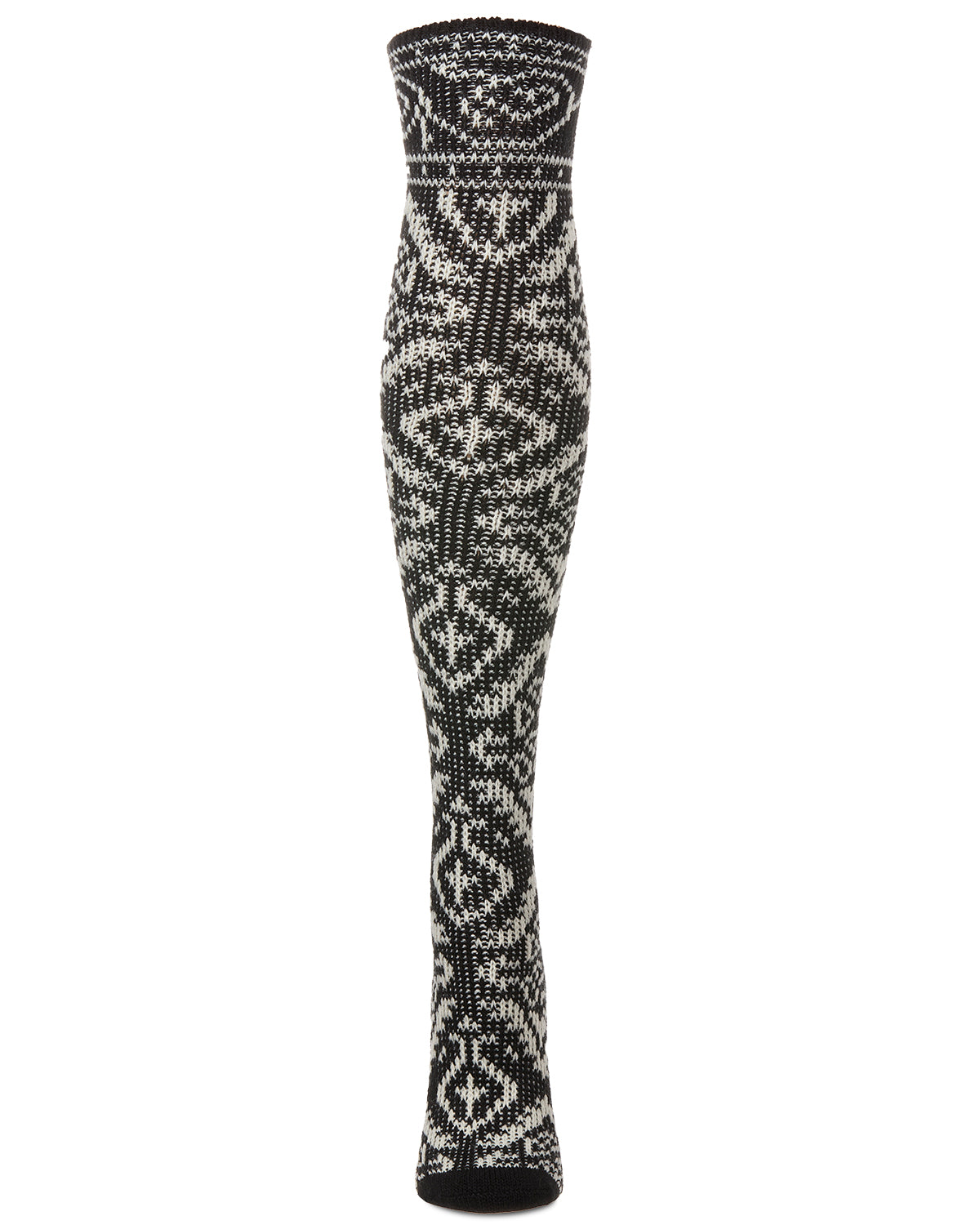 Women's Damask Acrylic and Wool Blend Over The Knee Socks : Color: Black