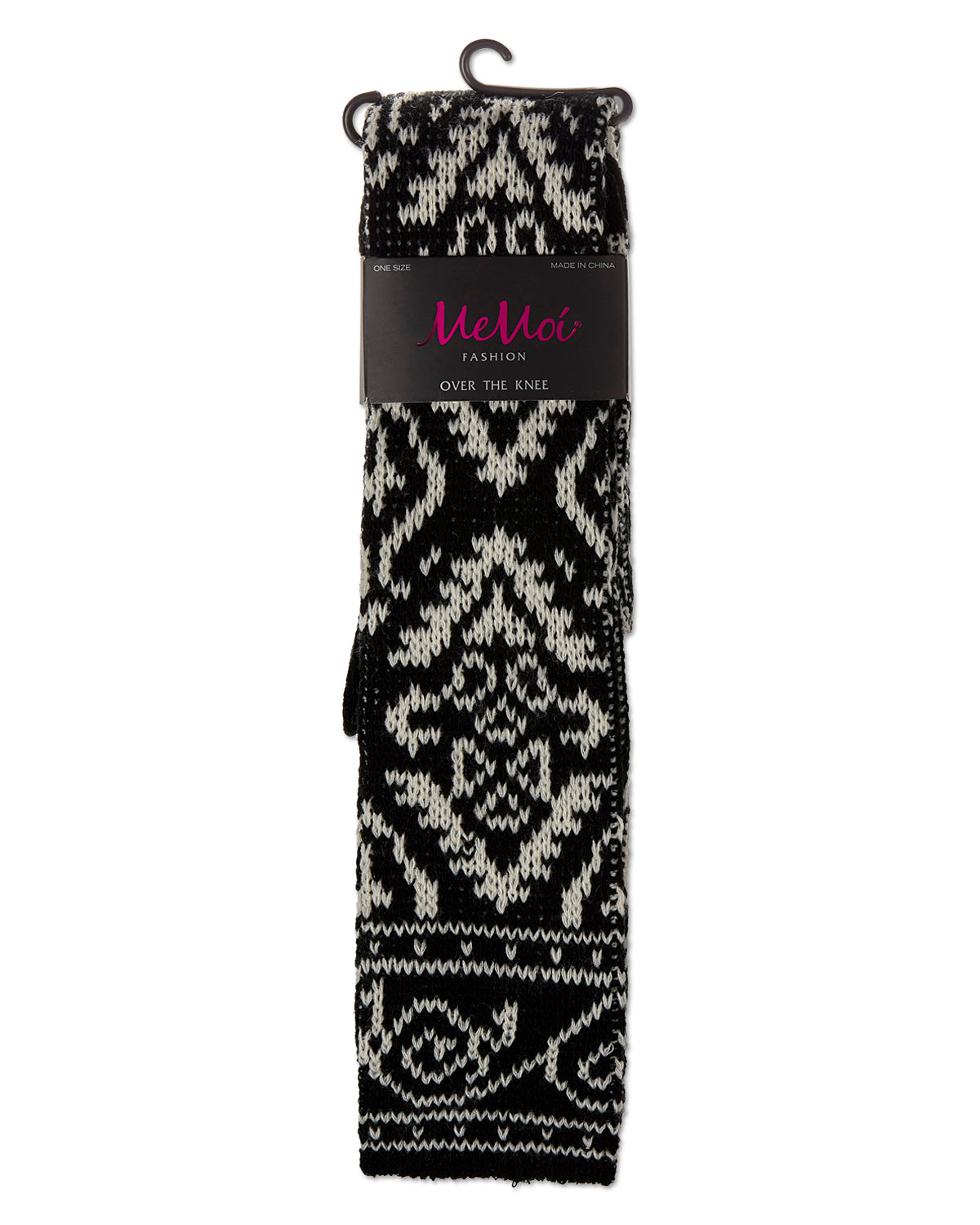 Women's Damask Acrylic and Wool Blend Over The Knee Socks : Color: Black