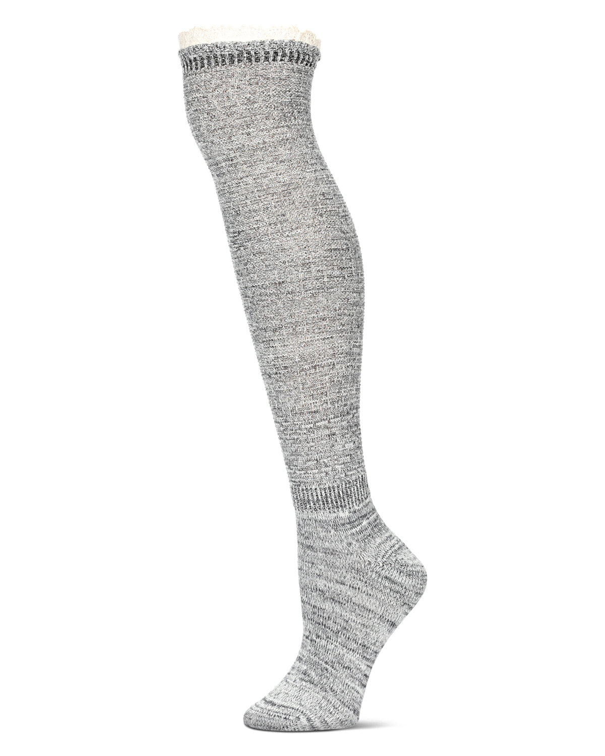 Pop Out Lace Over The Knee Cotton Blend Warm Socks : Color: Black
