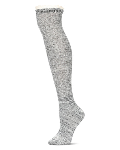 Pop Out Lace Over The Knee Cotton Blend Warm Socks : Color: Black