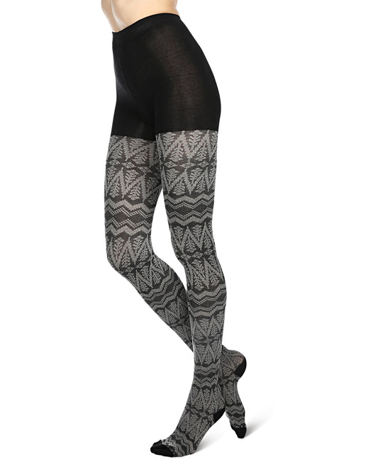 Tree Zag Geometric Sweater Tights : Color: Black