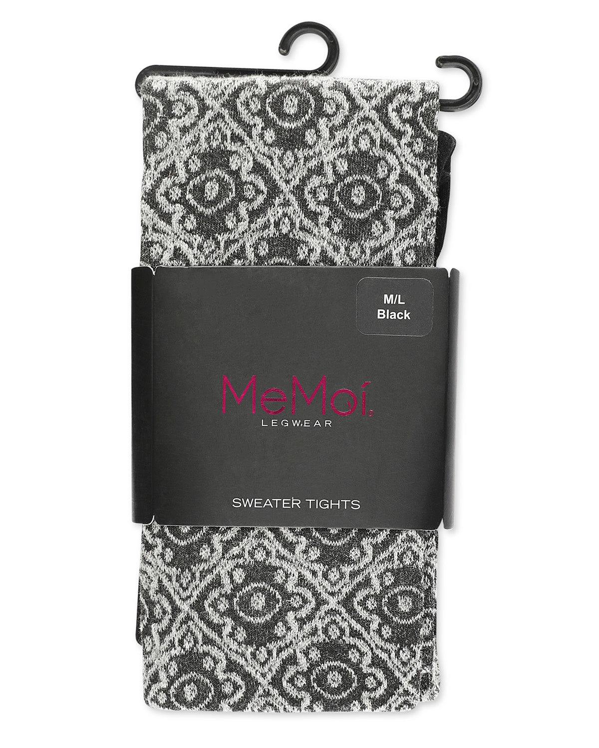 Diamond Pattern Swirl Cotton Blend Women's Sweater Tights : Color: Black