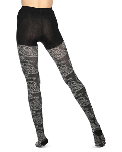 Paisley Patch Cotton Blend Sweater Tights : Color: Black
