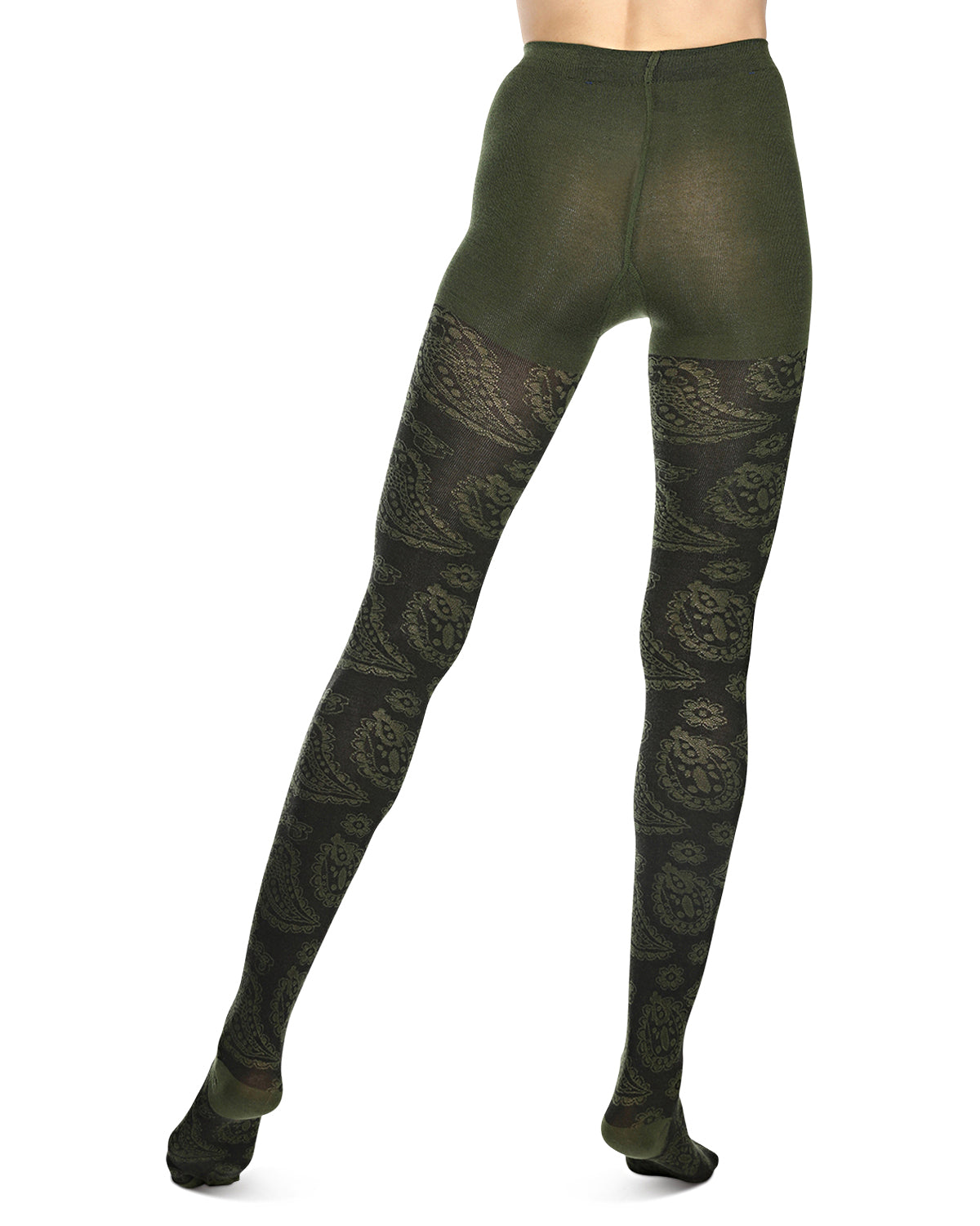 Paisley Patch Cotton Blend Sweater Tights : Color: Black