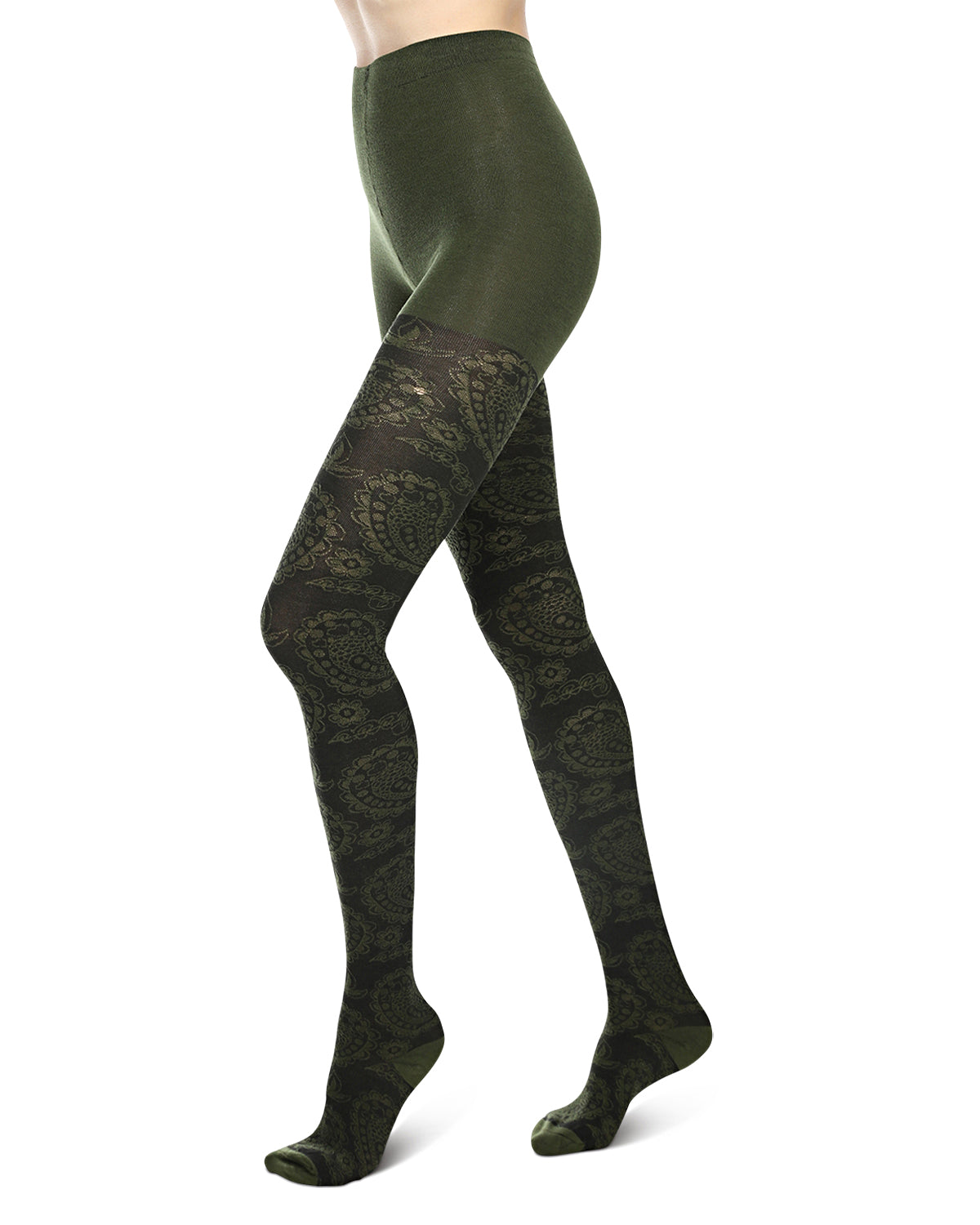 Paisley Patch Cotton Blend Sweater Tights : Color: Black