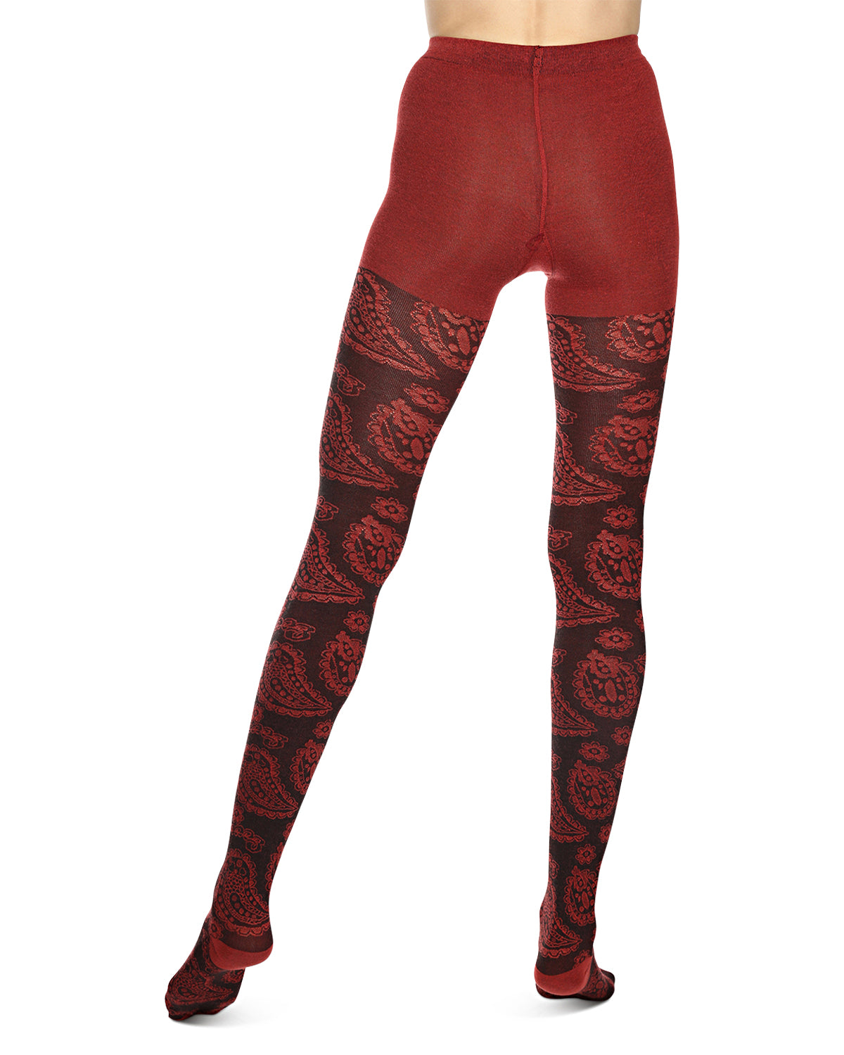 Paisley Patch Cotton Blend Sweater Tights : Color: Black