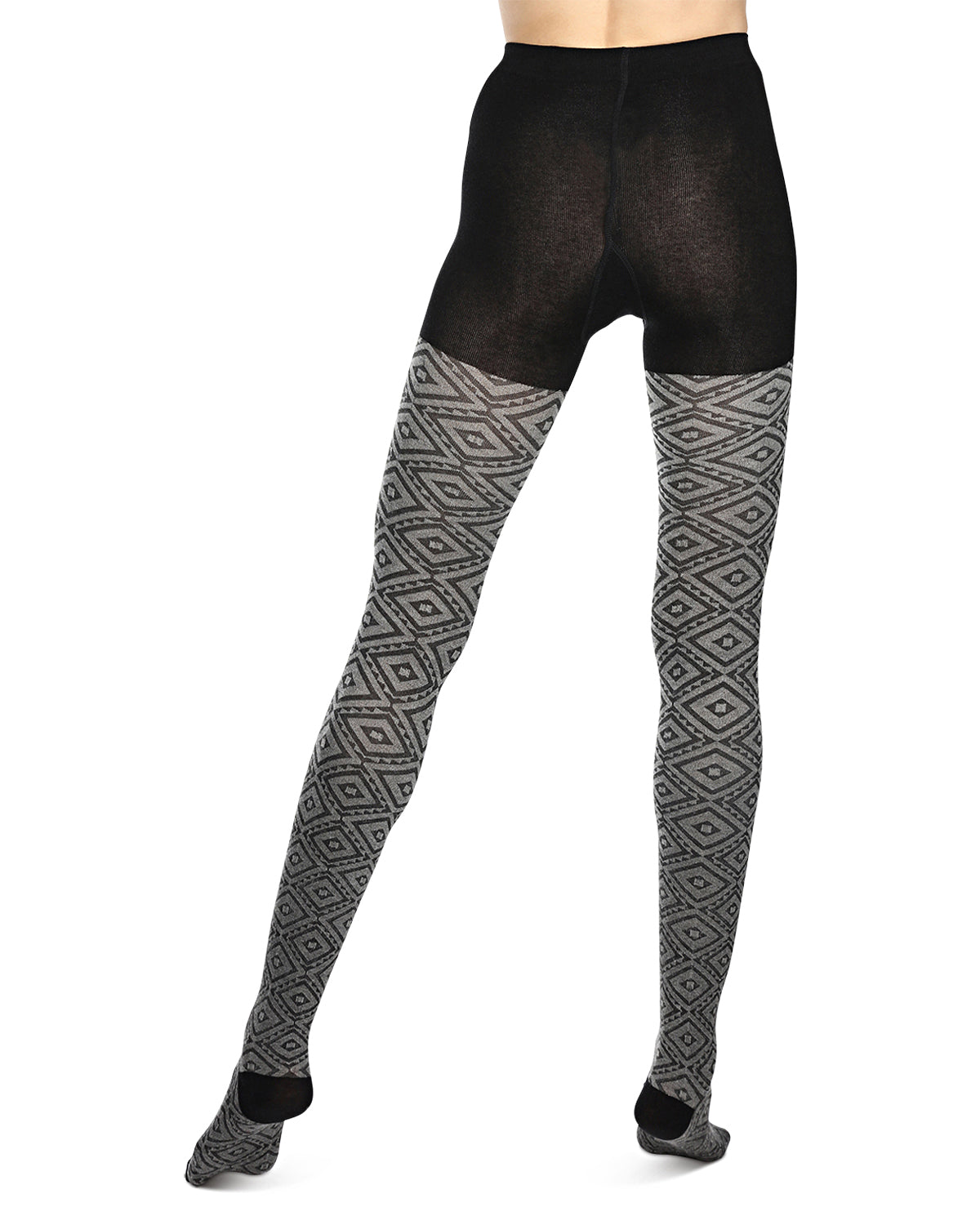 Diamond Cut Cotton Blend Sweater Tights : Color: Black