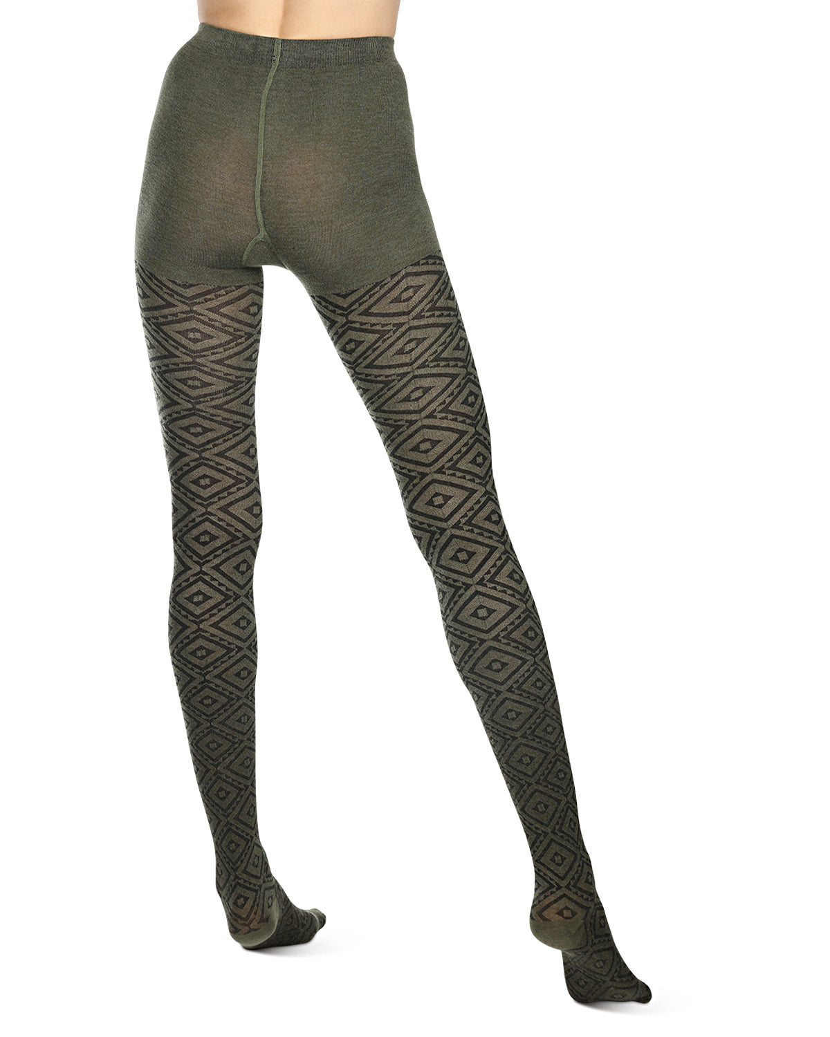Diamond Cut Cotton Blend Sweater Tights : Color: Olive Heather