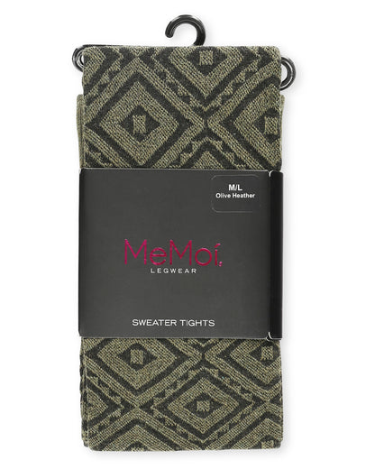 Diamond Cut Cotton Blend Sweater Tights : Color: Olive Heather
