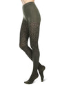 Diamond Cut Cotton Blend Sweater Tights : Color: Olive Heather