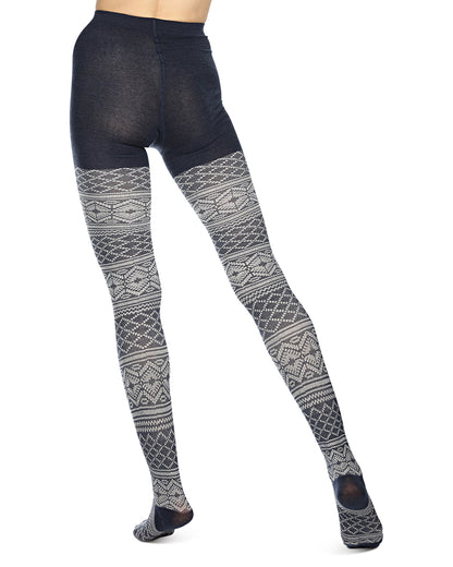 Traditional Geometric Lifestyle Sweater Tights : Color: DenimHeather
