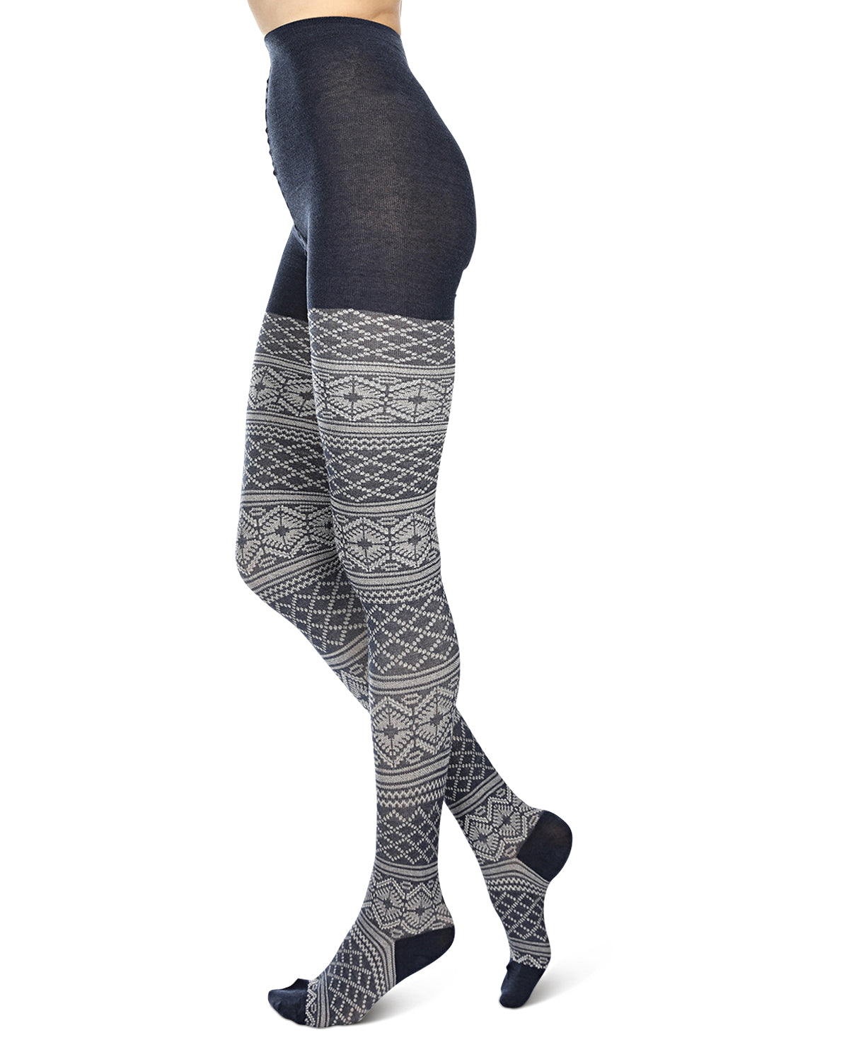 Traditional Geometric Lifestyle Sweater Tights : Color: DenimHeather