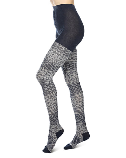 Traditional Geometric Lifestyle Sweater Tights : Color: DenimHeather