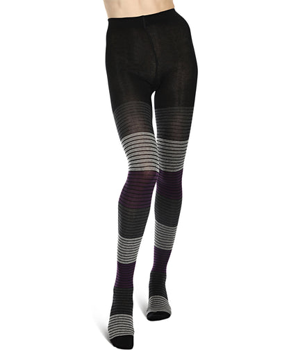 Gradient Stripes Sweater Tights : Color: Purple Pennant