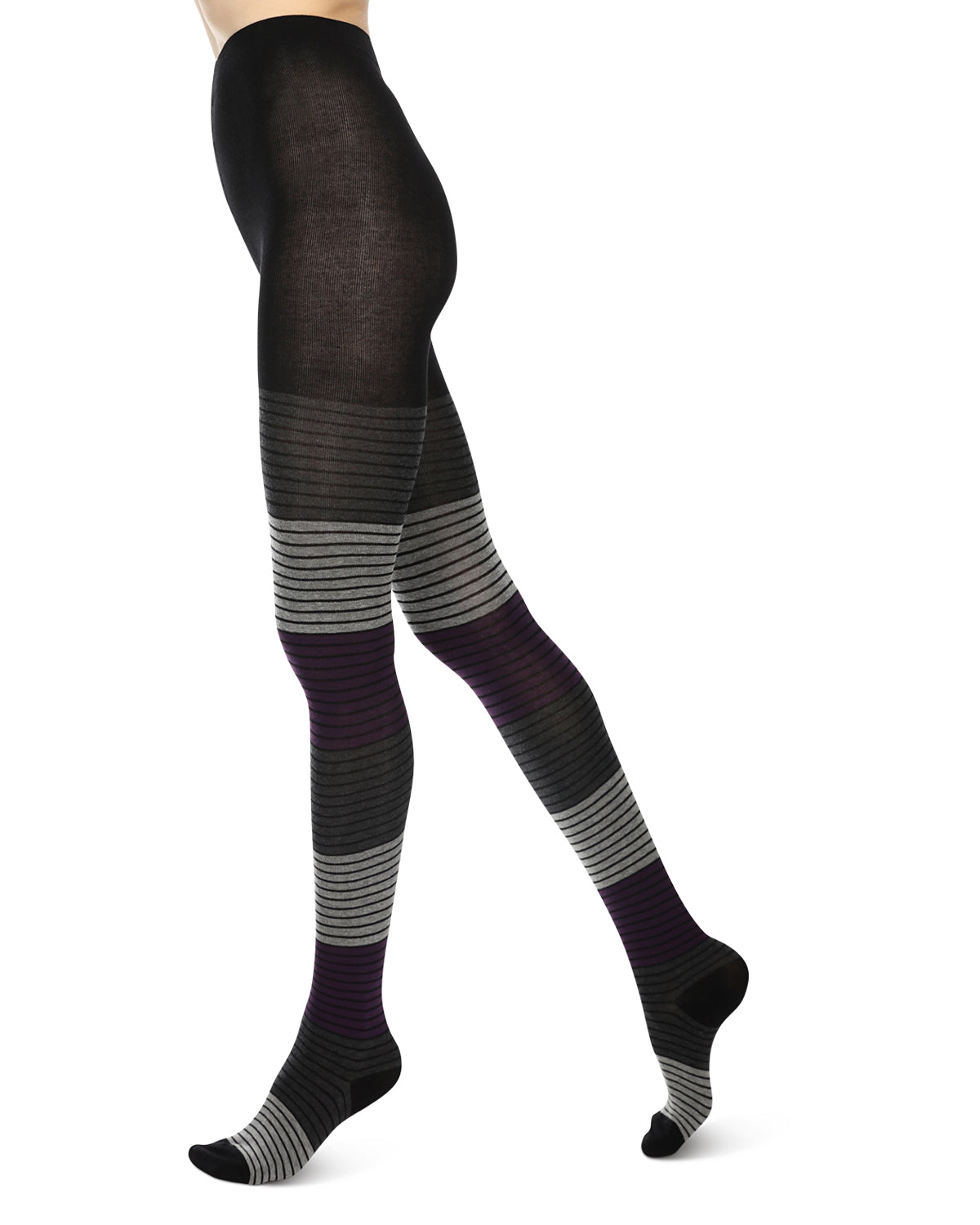 Gradient Stripes Sweater Tights : Color: Purple Pennant