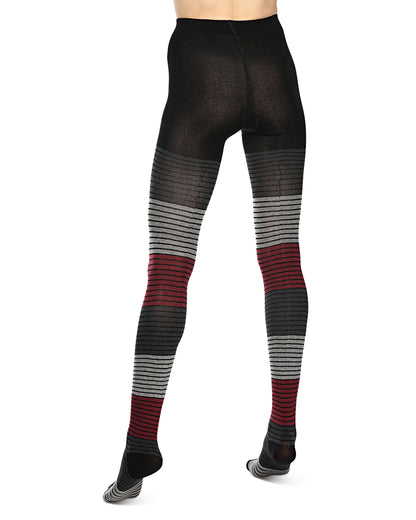 Gradient Stripes Sweater Tights : Color: Wine