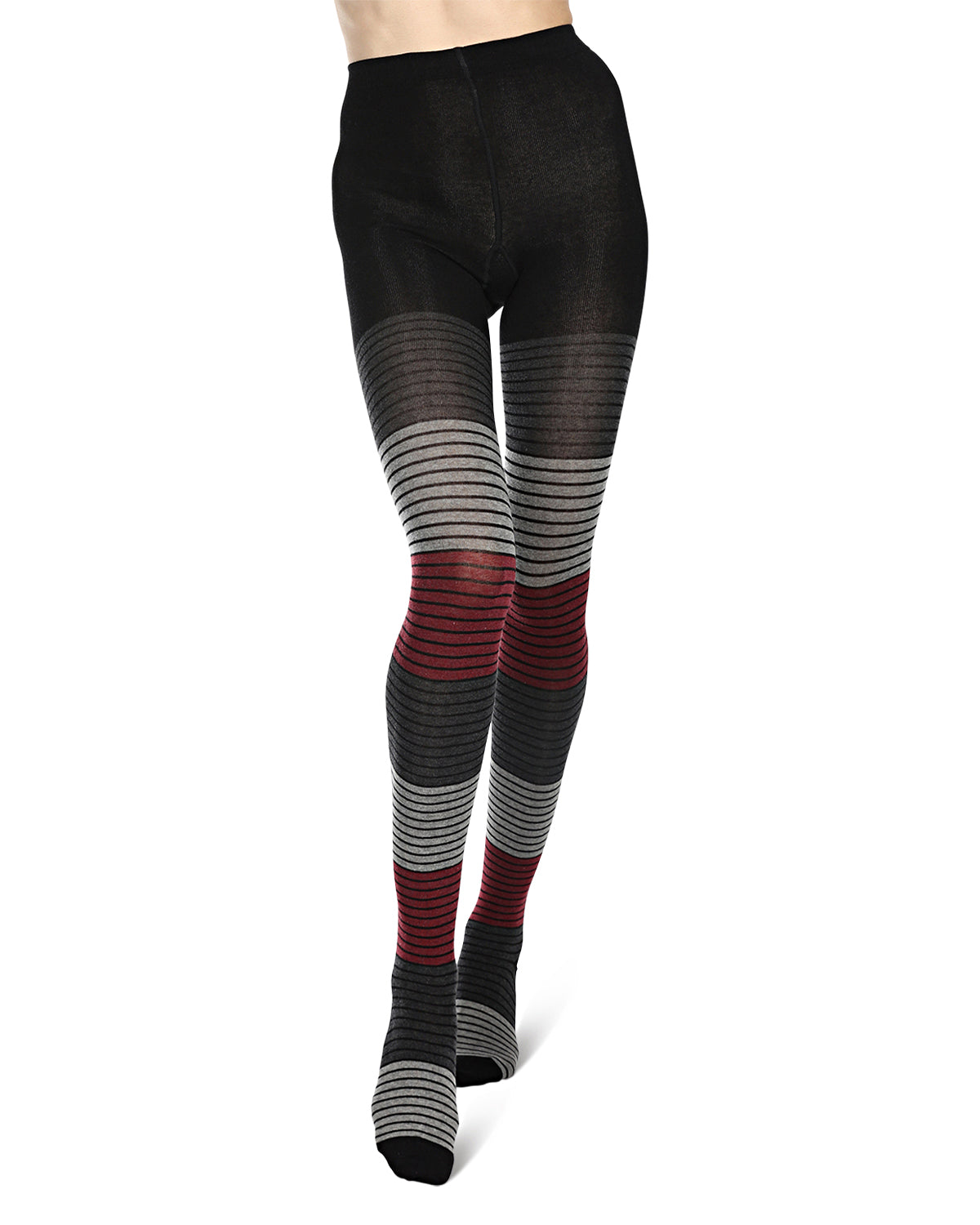 Gradient Stripes Sweater Tights : Color: Wine
