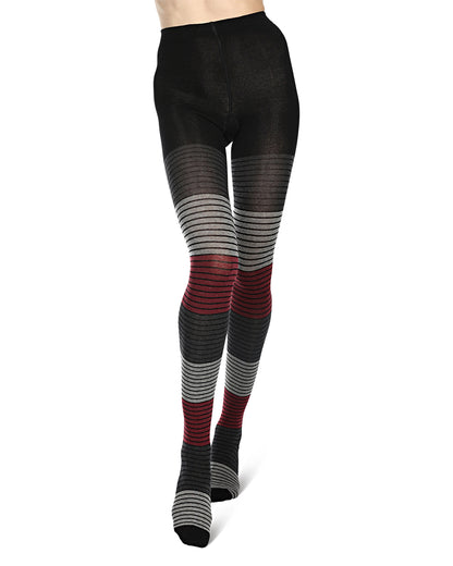 Gradient Stripes Sweater Tights : Color: Wine