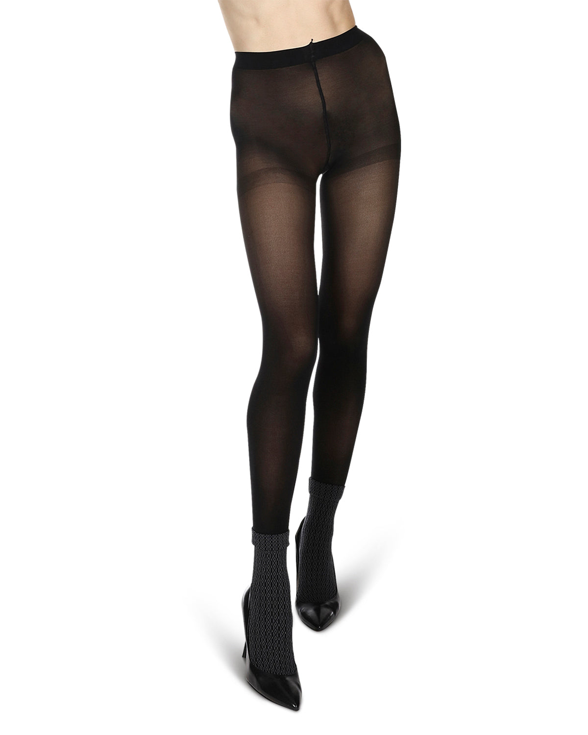 Link Obscurity Layered-Look Tights : Color: Black/Gray Heather