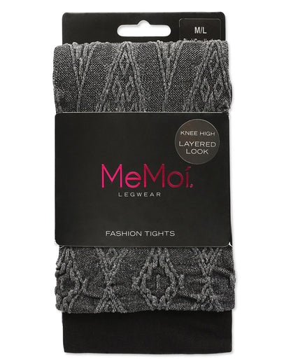 Diamond Stretch Layered-Look Tights : Color: Black/Gray Heather