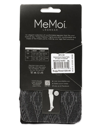 Diamond Stretch Layered-Look Tights : Color: Black/Gray Heather