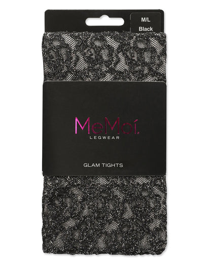 Flowertive Glam Opaque Lurex Tights : Color: Black