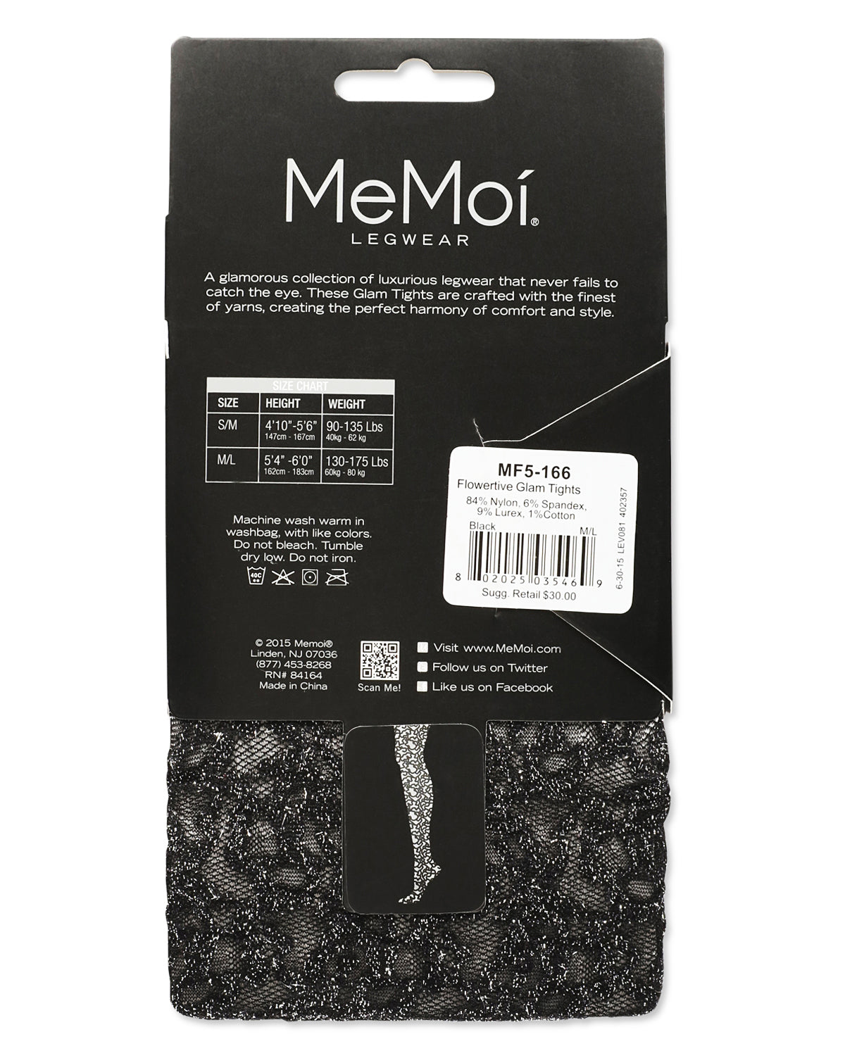 Flowertive Glam Opaque Lurex Tights : Color: Black