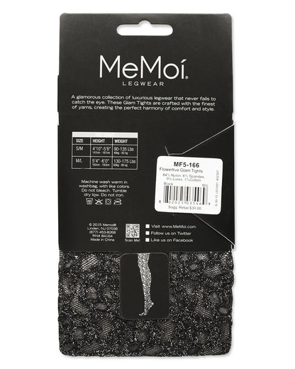 Flowertive Glam Opaque Lurex Tights : Color: Black
