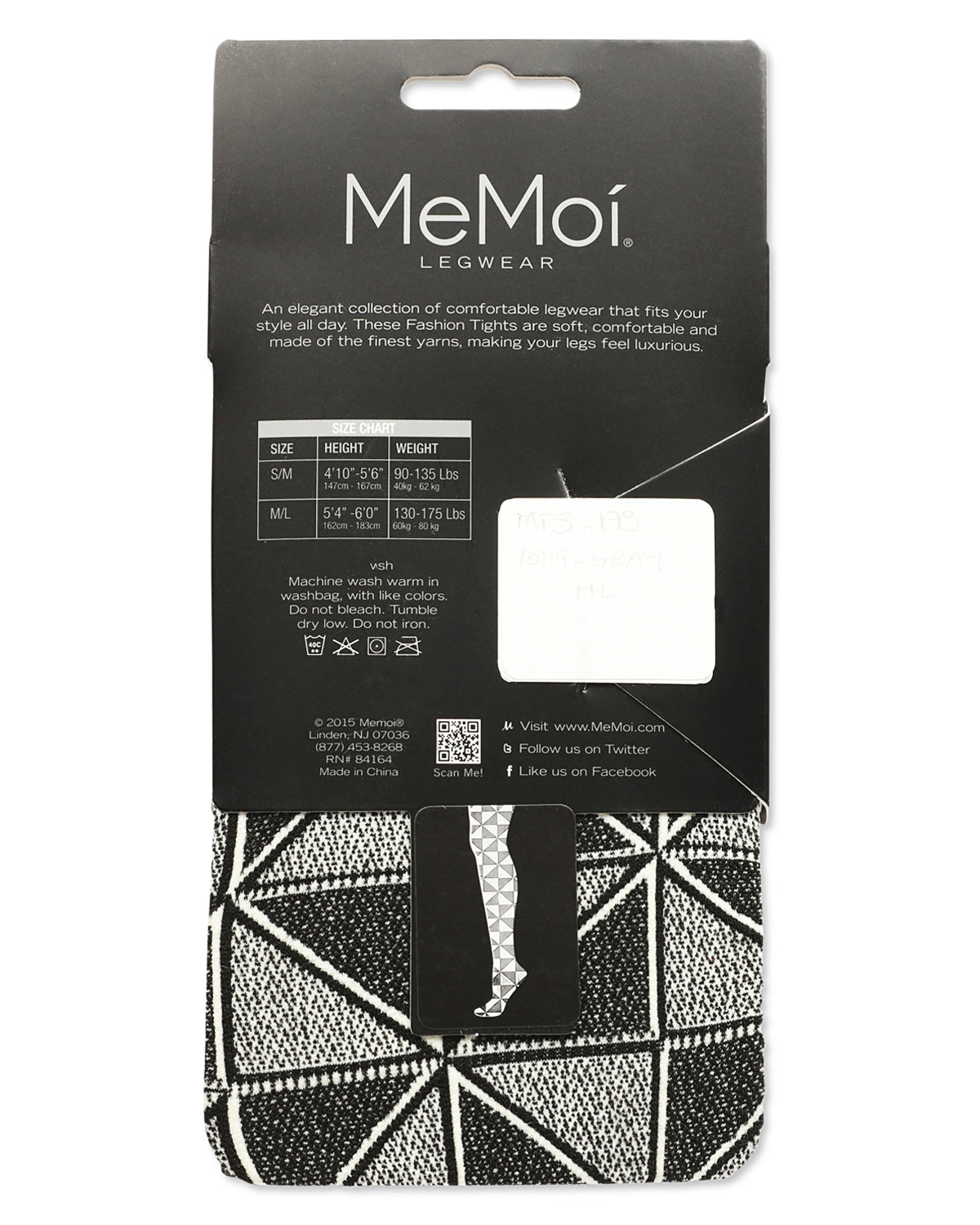 Stylish Tribox Multicolor Fashion Opaque Tights : Color: Black/Gray