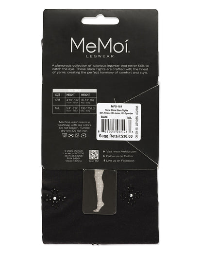 Floral Shine Glam Opaque Tights : Color: Black