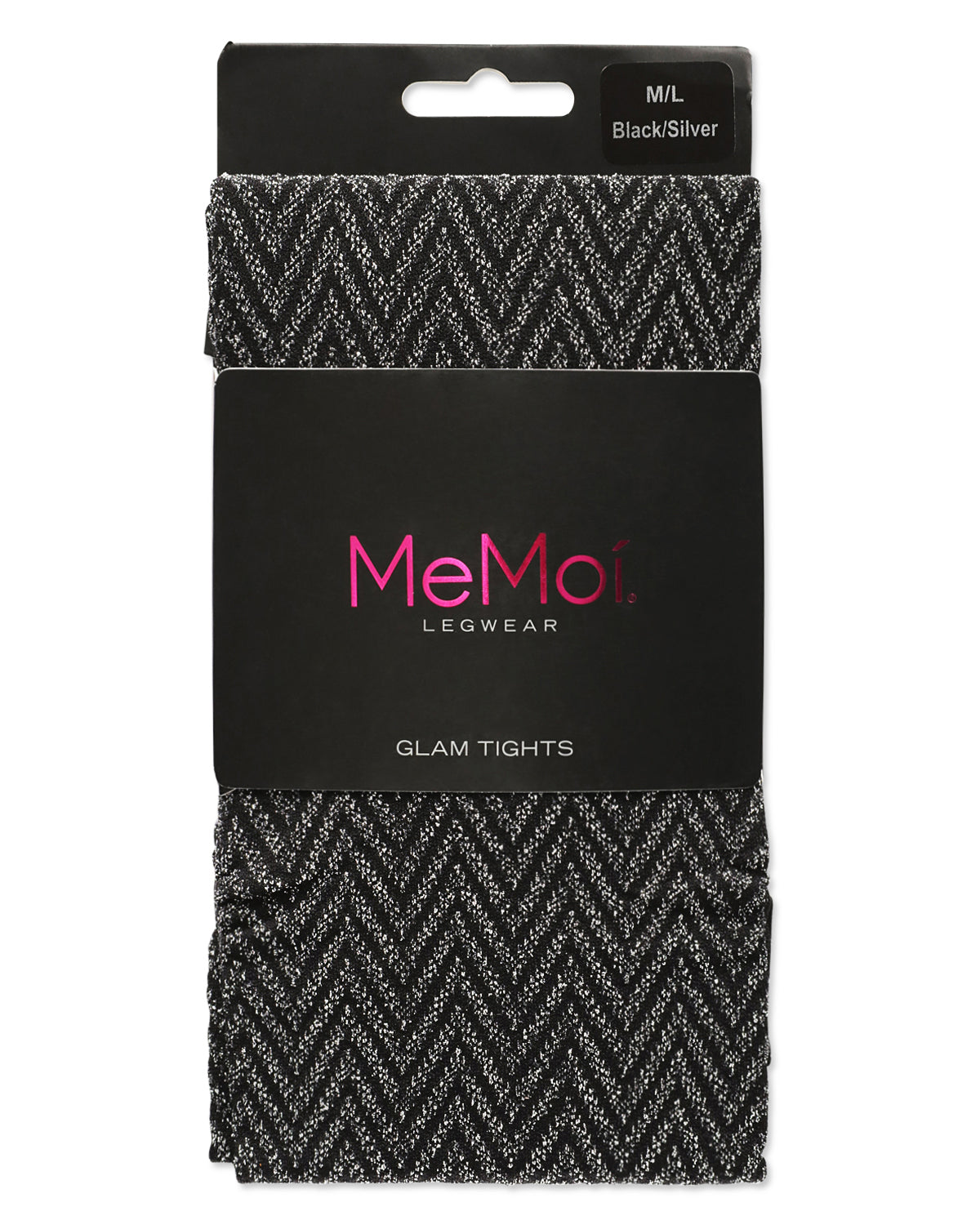 Zig Zag Textron Glam Opaque Knit Tights : Color: Black/Silver