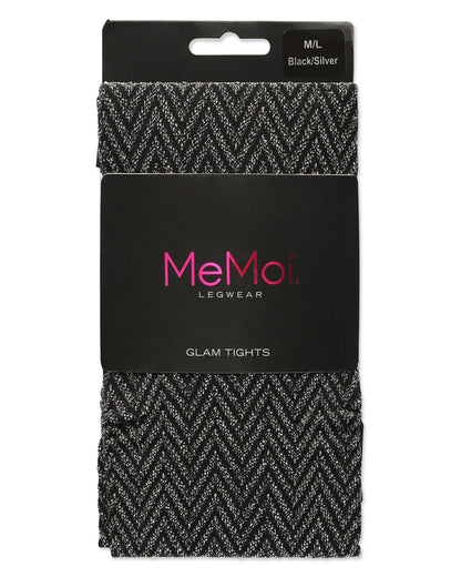 Zig Zag Textron Glam Opaque Knit Tights : Color: Black/Silver
