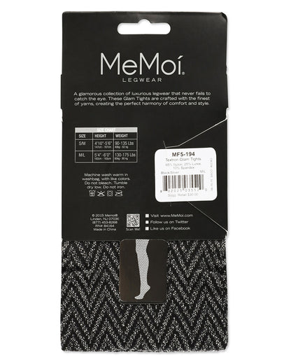 Zig Zag Textron Glam Opaque Knit Tights : Color: Black/Silver