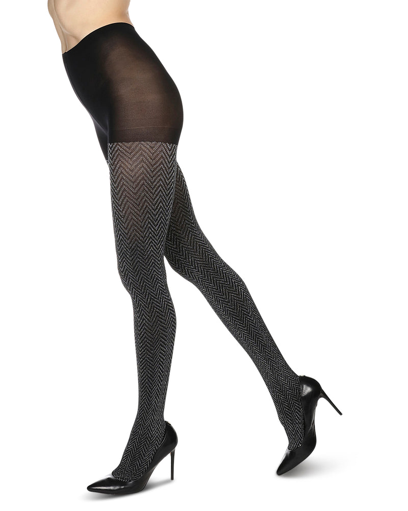 Zig Zag Textron Glam Opaque Knit Tights