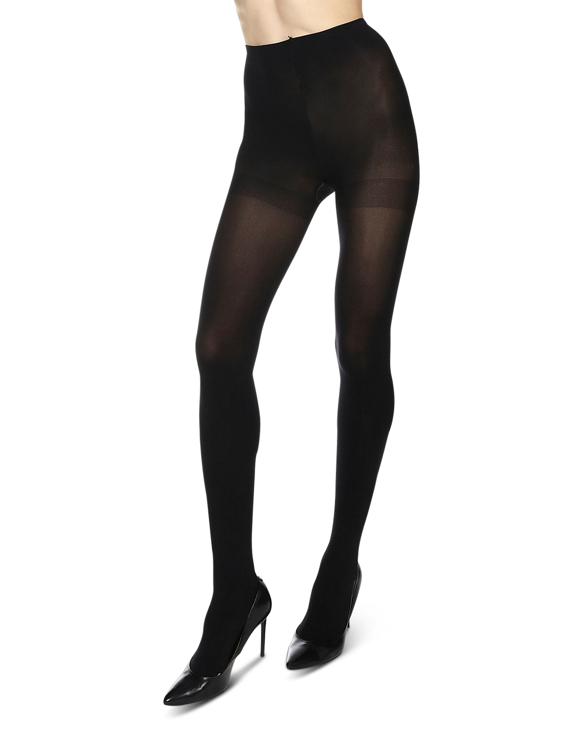 Women's Opaque Diamond Studs Glam Nylon Tights : Color: Black
