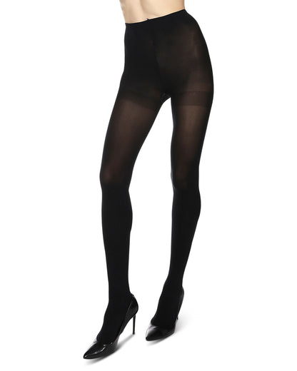 Women's Opaque Diamond Studs Glam Nylon Tights : Color: Black