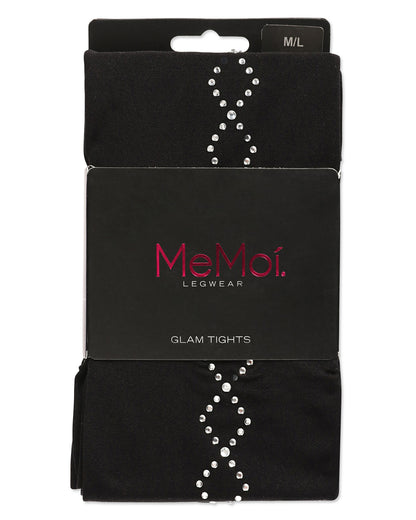 Women's Opaque Diamond Studs Glam Nylon Tights : Color: Black