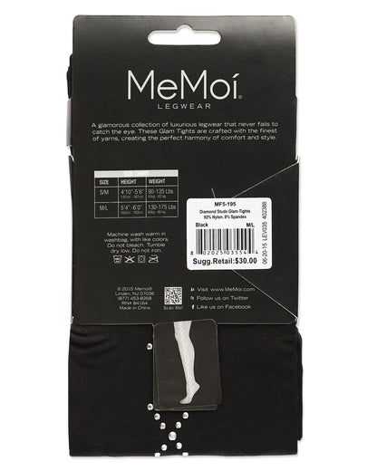 Women's Opaque Diamond Studs Glam Nylon Tights : Color: Black