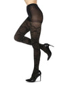 Exquisite Glam Baroque Opaque Tights : Color: Black