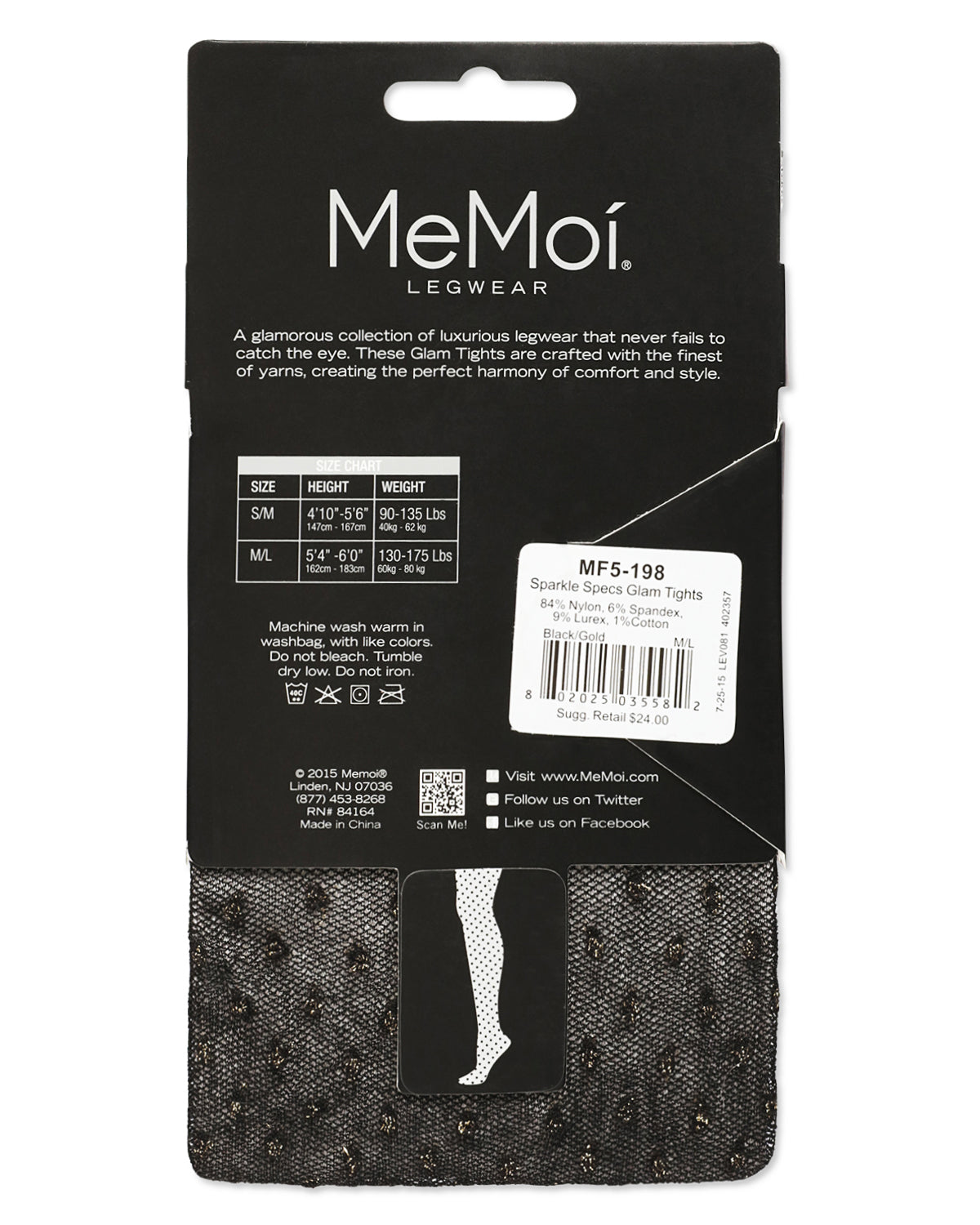Sparkle Specs Glam Opaque Tights : Color: Black/Gold