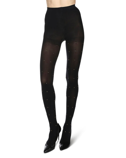 Diamond Studded Opaque Glam Tights : Color: Black