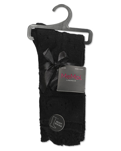 Diamond Dance Chunky Knit Boot Sock : Color: Black