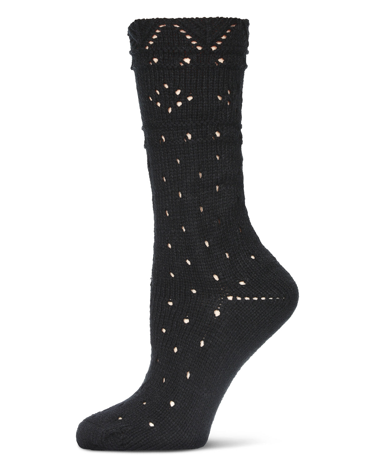 Diamond Dance Chunky Knit Boot Sock : Color: Black