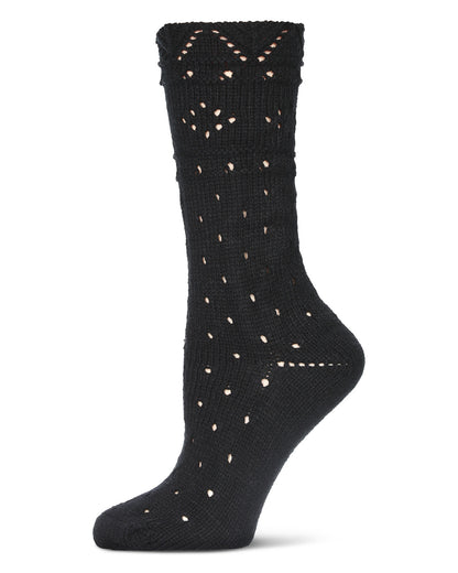 Diamond Dance Chunky Knit Boot Sock : Color: Black