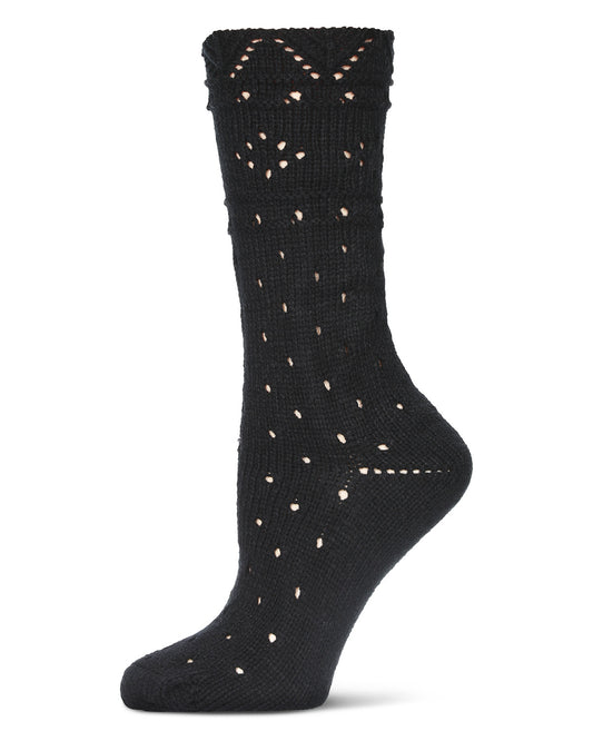 Diamond Dance Chunky Knit Boot Sock : Color: Black